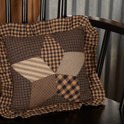 Vhc Brands Farmhouse Square Cotton Pillow Cover & Insert In Black;cream;tan