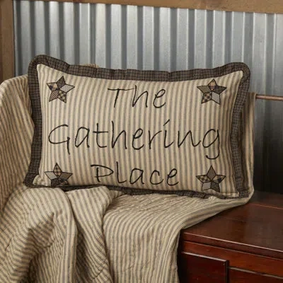 Vhc Brands Farmhouse Star Gathering Place Pillow 14x22 In Black;gray;cream