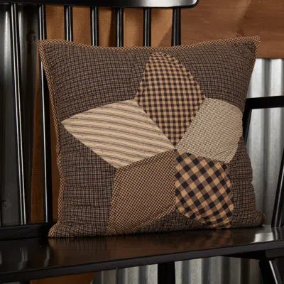Vhc Brands Farmhouse Star Square Cotton Pillow Cover & Insert In Black;cream;tan