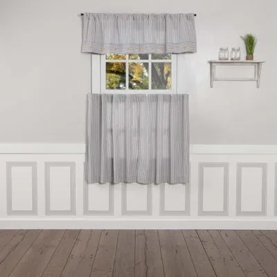 Vhc Brands Farmhouse Ticking Blue Valance