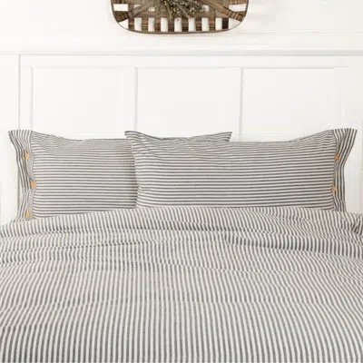 Vhc Brands Farmhouse Ticking Gray King Sham 37lx21w In Gray Striped