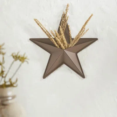 Vhc Brands Festive Finds Metal Star Distressed Burgundy W/ Pocket 12x12 In Black,brown