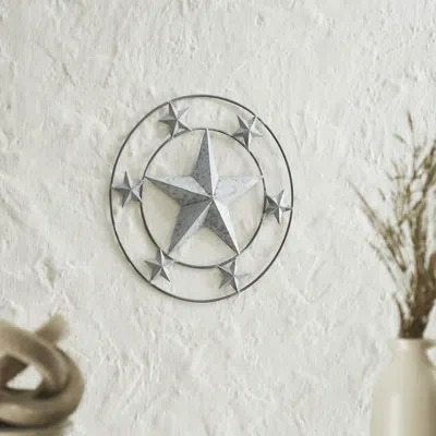 Vhc Brands Festive Finds Metal Stars Round Wall Hanging 12.5x12.5 In Gray