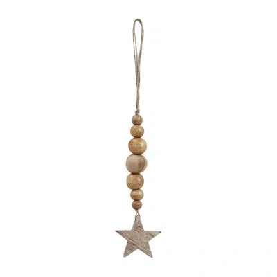 Vhc Brands Festive Finds Natural Beads & Star Ornament 6x2 In Brown