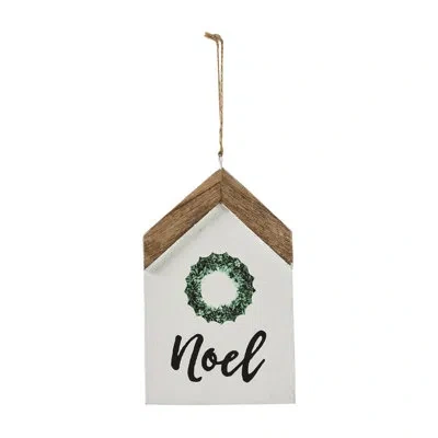 Vhc Brands Festive Finds Noel Wreath Hanging Ornament 7x4x0.5 In Black;green;cream