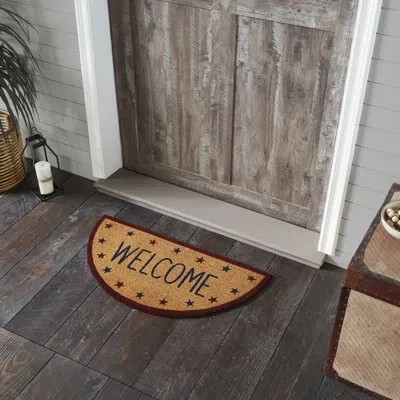 Vhc Brands Festive Finds Patriotic Stars Welcome Coir Rug Half Circle 16.5x33 In Blue;red;tan
