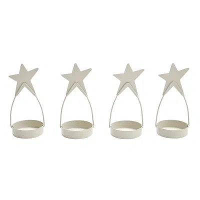 Vhc Brands Festive Finds Star Tealight Holder Set Of 4 4x1.75x1.75 In Antique White