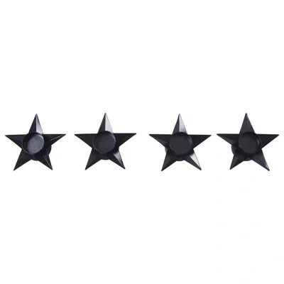 Vhc Brands Festive Finds Tealight Holder Star Set Of 4 1.5x5x5 In Antique Black