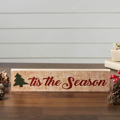 Vhc Brands Festive Finds Tis The Season Block Sign 3x13 In Green;red;tan