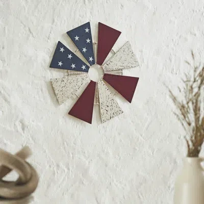 Vhc Brands Festive Finds Usa Flag Metal Windmill Blades Wall Hanging 12.5x12.5 In Blue;red;cream