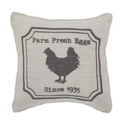Vhc Brands Finders Keepers Chicken Silhouette Pillow 6x6 In Gray;cream