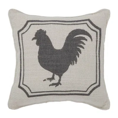 Vhc Brands Finders Keepers Rooster Silhouette Pillow 6x6 In Gray;cream