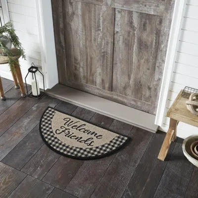 Vhc Brands Finders Keepers Welcome Friends Coir Rug Half Circle 16.5x33 In Black;gray;cream