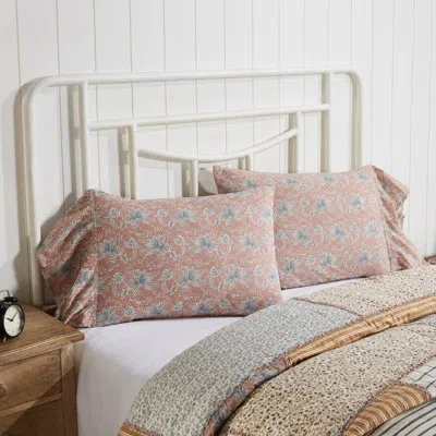 Vhc Brands Floral 100% Cotton Pillowcase In Pink;cream;navy