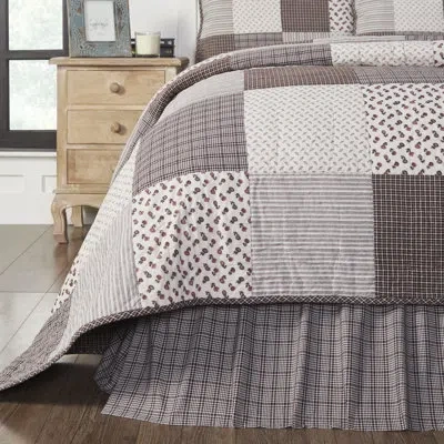 Vhc Brands Florette Bed Skirt In Brown;cream