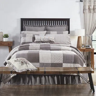 Vhc Brands Florette Beige/brown Cotton Reversible Quilt In Brown;red;cream