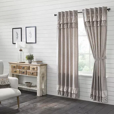 Vhc Brands Florette Rod Pocket Light-filtering Set Of 2 Curtain Panel In Brown