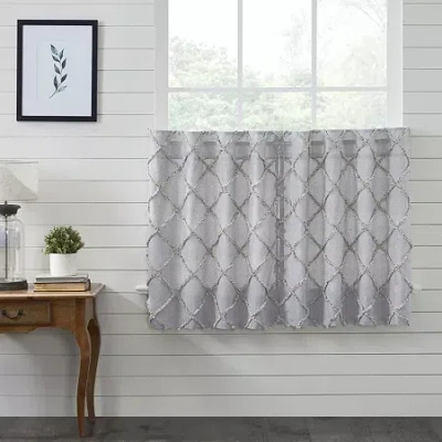 Vhc Brands Frayed Lattice 2-pc. Rod Pocket Window Tier In Gray