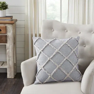 Vhc Brands Frayed Lattice Geometric Shapes Cotton Throw Pillow In Gray