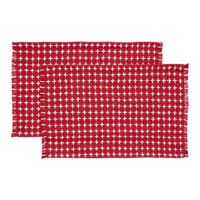 Vhc Brands Gallen Cotton Geometric Rectangle Placemat In Red;cream