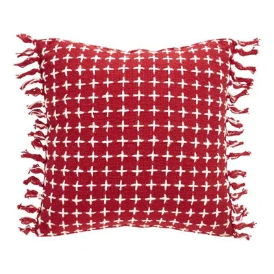 Vhc Brands Gallen Fringed 70% Cotton / 30% Cotton Polyester Blend Shell, Polyester Lining, Polyester Pillow Fil In Red;cream