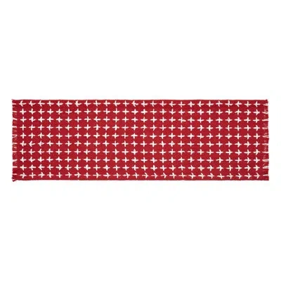Vhc Brands Gallen Rectangle Geometric Cotton Table Runner In Red;cream
