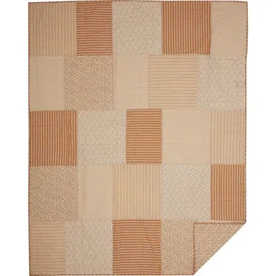 Vhc Brands Gold/soft White/mauve Standard Cotton Reversible Quilt In Gold,soft White,mauve