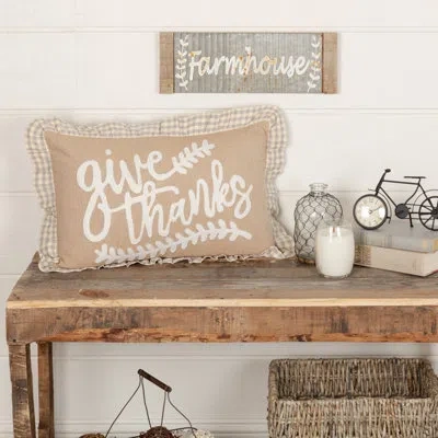Vhc Brands Grace Give Thanks Pillow 14x22 In Gray;cream;tan