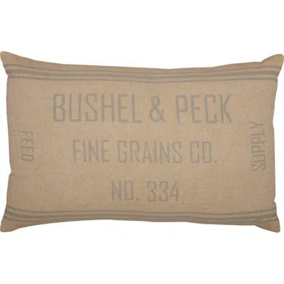 Vhc Brands Grace Grain Sack Pillow 14x22 In Gray;cream;tan