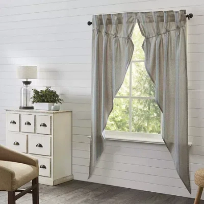 Vhc Brands Grain Sack Prairie Rod Pocket Light-filtering Set Of 2 Curtain Panel In Blue