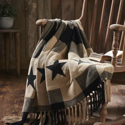 Vhc Brands Handmade Throw Blanket In Black;tan