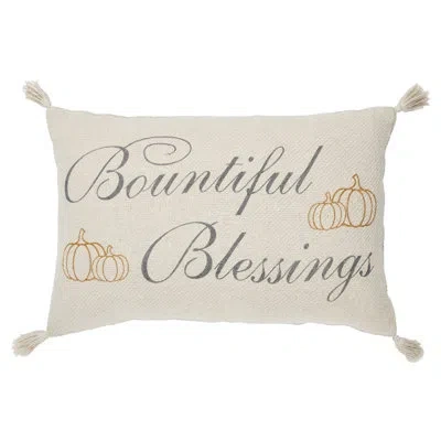 Vhc Brands Harvest Blessings Bountiful Blessings Woven Pillow 14x22 In Gray;orange;cream