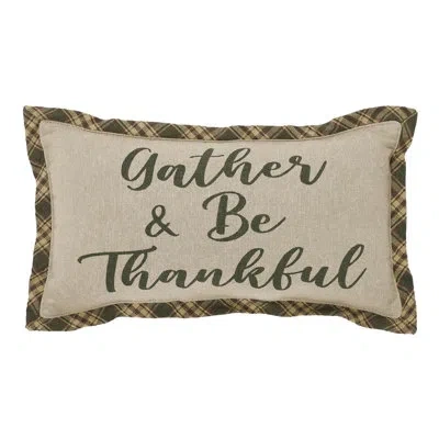 Vhc Brands Harvest Blessings Gather & Be Thankful Pillow 7x13 In Brown;green;tan
