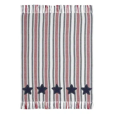Vhc Brands Hatteras Stars Woven Throw 50x60 In Blue;red;cream