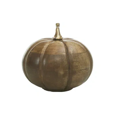 Vhc Brands Heirloom Wooden Pumpkin Walnut Brown 6.5x7x7 In Light Brown;gold
