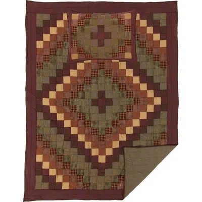 Vhc Brands Heritage Farms Burgundy/mustard/raven Black Standard Cotton 136 Tc Reversible Quilt Set In Black;red;yellow