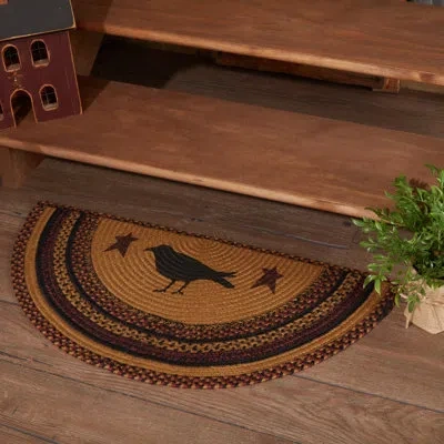 Vhc Brands Heritage Farms Geometric Braided Mustard Tan/raven Black/burgundy Area Rug In Black;red;yellow