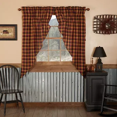 Vhc Brands Heritage Farms Prairie Rod Pocket Light-filtering Set Of 2 Curtain Panel In Red