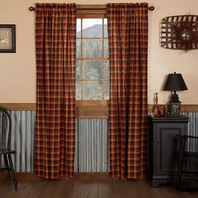 Vhc Brands Heritage Farms Rod Pocket Light-filtering Set Of 2 Curtain Panel In Red