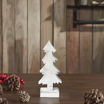 Vhc Brands Higher Glory Christmas Evergreens White Wooden Figurine In White;gray