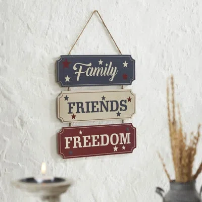 Vhc Brands Higher Glory Family Friends Freedom Mdf Wall Hanging 12x12 In Blue;red;cream