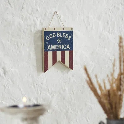 Vhc Brands Higher Glory God Bless America Dovetail Flag Mdf Wall Hanging 8x6 In Blue;red;tan