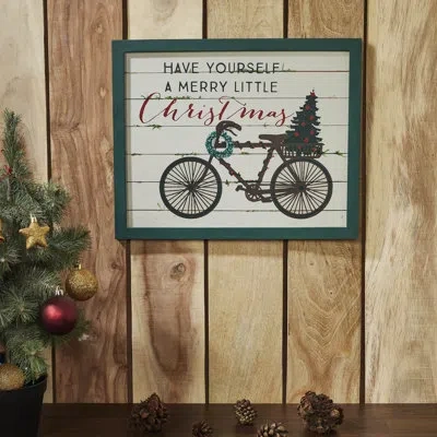 Vhc Brands Higher Glory Have Yourself A Merry Little Christmas Bicycle Wall Hanging Sign 13x16 In Green;red;cream
