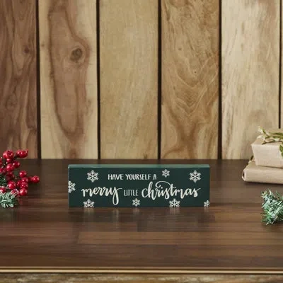 Vhc Brands Higher Glory Have Yourself A Merry Little Christmas Green Block Sign 3x10 In Green;cream