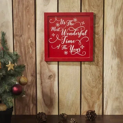 Vhc Brands Higher Glory It's The Most Wonderful Time Red Wall Hanging Sign 11x11 In White;red