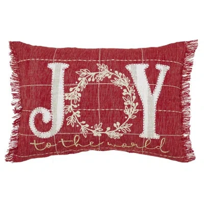Vhc Brands Joy To The World Fringed Pillow 14x20 In White;red;cream
