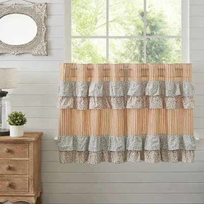 Vhc Brands Kaila Ticking Stripe 2-pc. Rod Pocket Window Tier In Multi