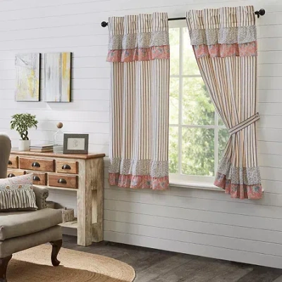 Vhc Brands Kaila Ticking Stripe Rod Pocket Light-filtering Set Of 2 Curtain Panel In Blue