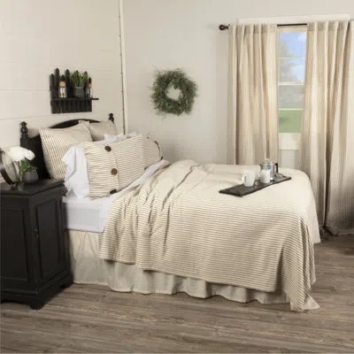 Vhc Brands Katie's Vintage Stripe Queen Coverlet In Cream