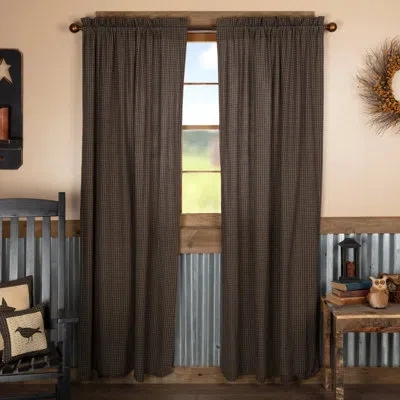 Vhc Brands Kettle Grove 100% Cotton Plaid Darkening Rod Pocket Curtain Panels In Black;tan